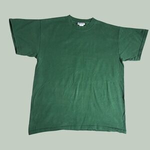Vintage USA Olympic Blank T-Shirt Mens Large Green Cotton Short Sleeve Tee 90s